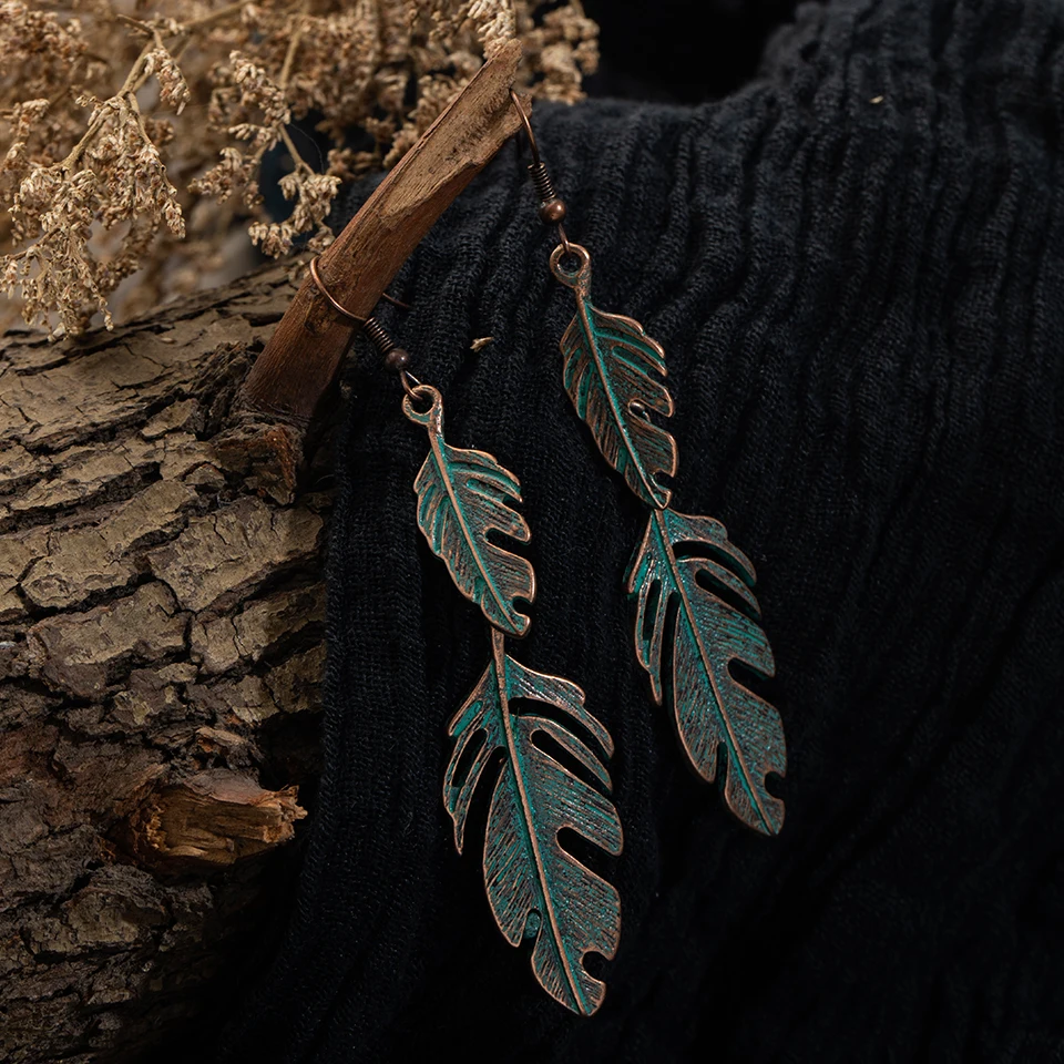 Vintage Ethnic Long Metal Leaf Big Drop Earrings for Women 2019 Bohemian Geometric Tassel Fringe Stones Women's Earring Jewelry (14)