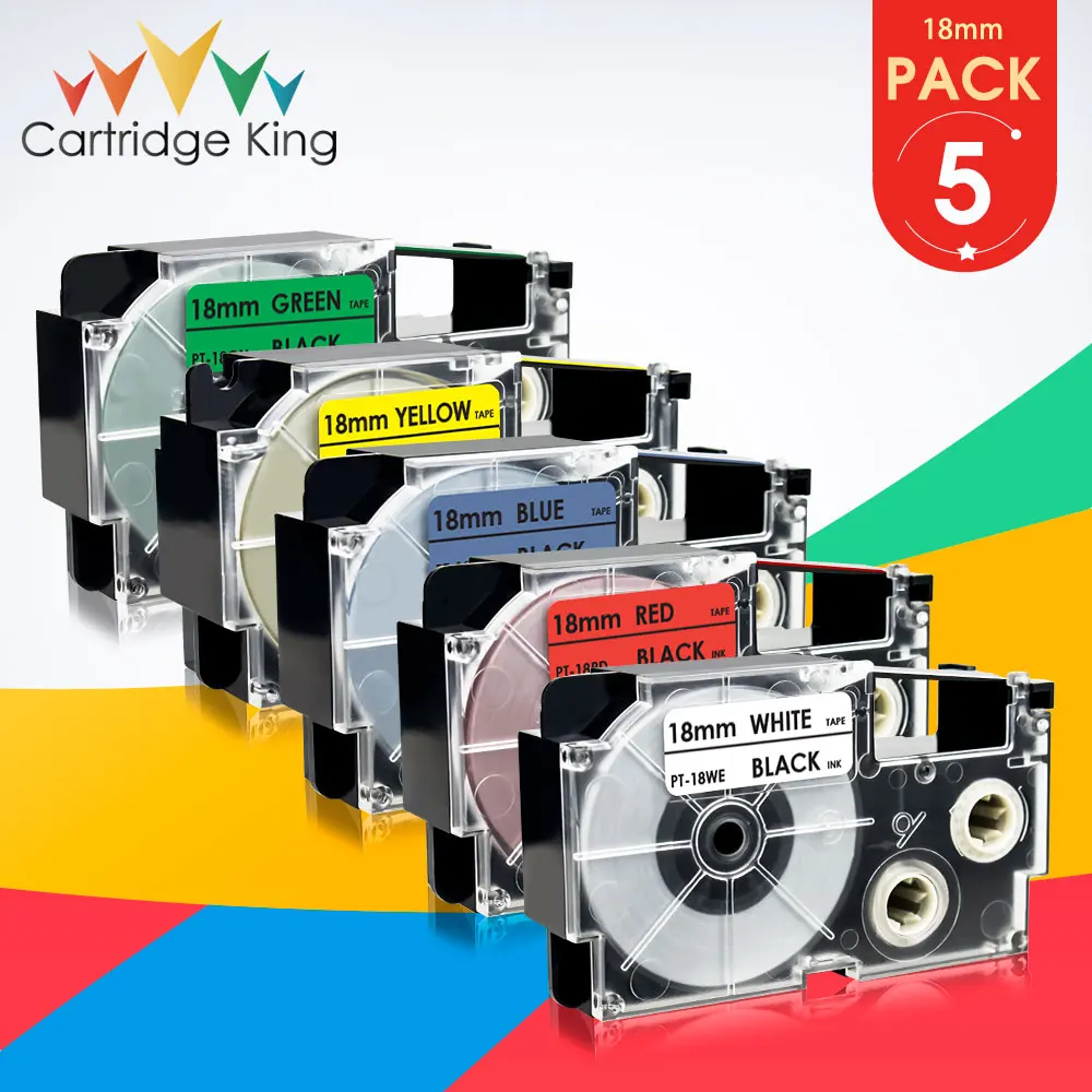 5PK смешанные 3/4 &quotкомплект XR 18WE 18RD 18YW 18GN черный на белом лента для этикеток