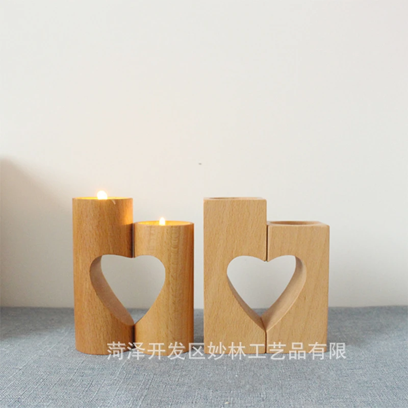 В форме сердца твердый деревянный подсвечник Креативный Свадебный сцена украшения и украшения современный простой романтический подарок