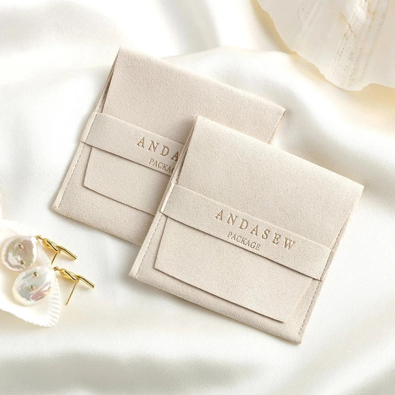 100pcs Custom logo Gray personalized Luxury Microfiber Jewelry Pouches for Fashion Earrings Necklaces Packaging free shipping