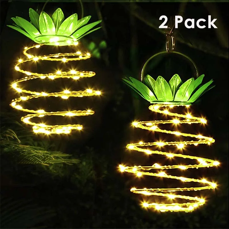 

60led 2 PCs Solar Pineapple Lamp Lantern Copper Wire Lamp Garden Lawn Lamp solar garden light outdoor string lights fence