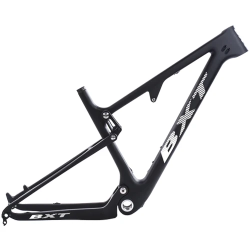 BXT New Full Suspension Carbon Mountain 29er MTB Bike Frame BSA 142X12mm 148*12mm Suspension Frame Travel 100mm Free Shipping - Цвет: BXT white logo