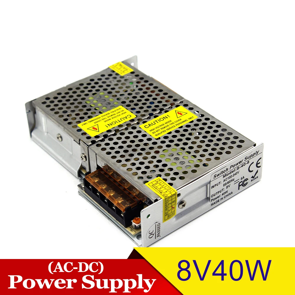 Переменный DC8V 5A 40W переключатель питания Трансформатор 110v 220v AC DC 8V источник питания s для USB освещения CCTV реклама