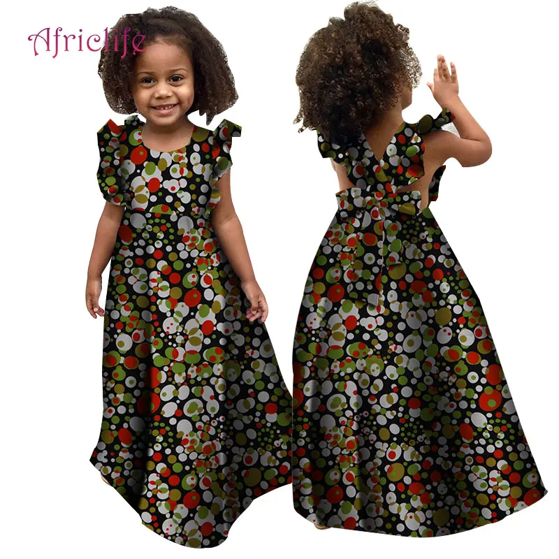 Летнее платье для девочек в африканском стиле; детское традиционное Хлопковое платье с рюшами и рукавами; платье для девочек с принтом в африканском стиле; WYT307 - Цвет: 18