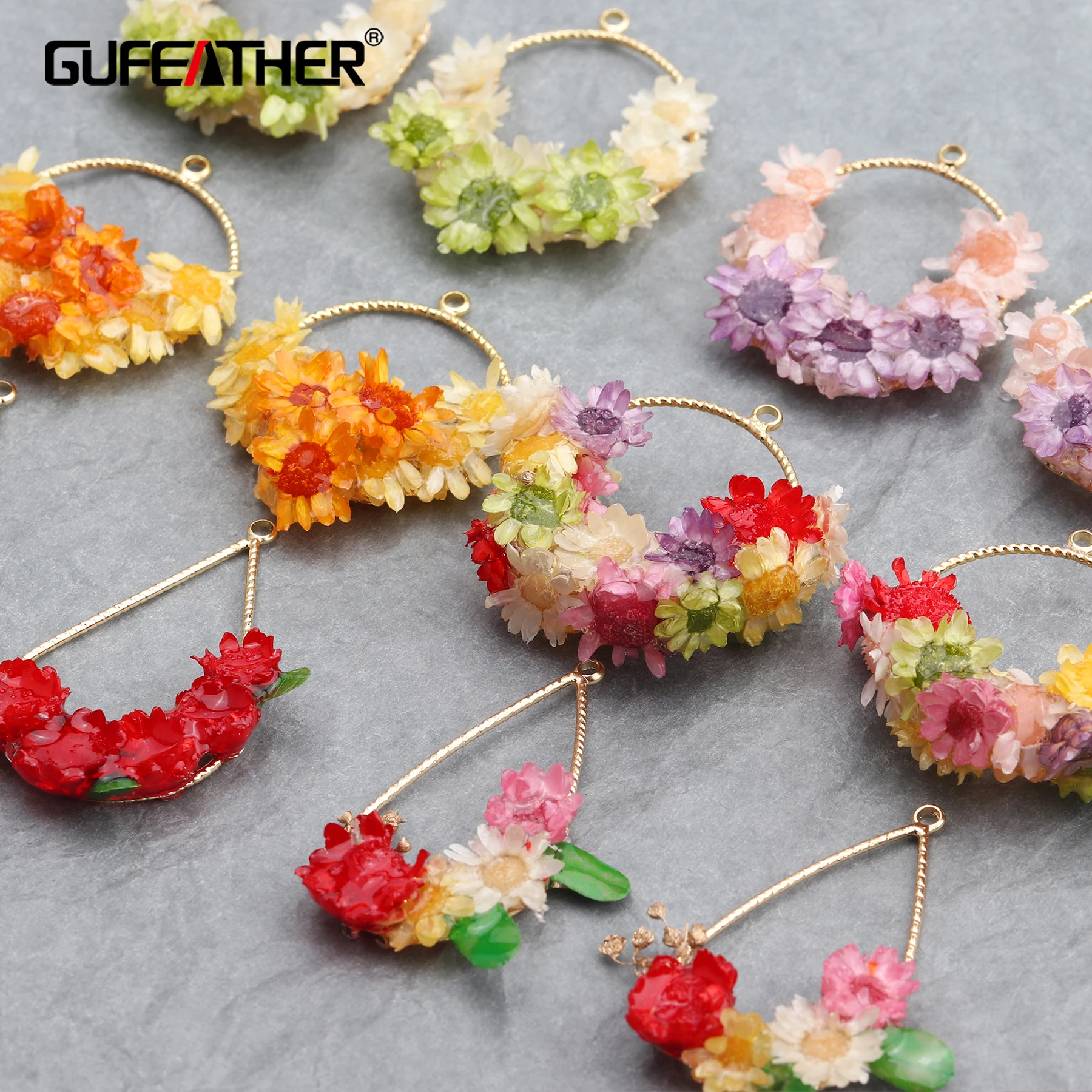 GUFEATHER M623 ювелирные аксессуары 18k позолоченные 0 3 микрон сушеные цветы diy подвеска