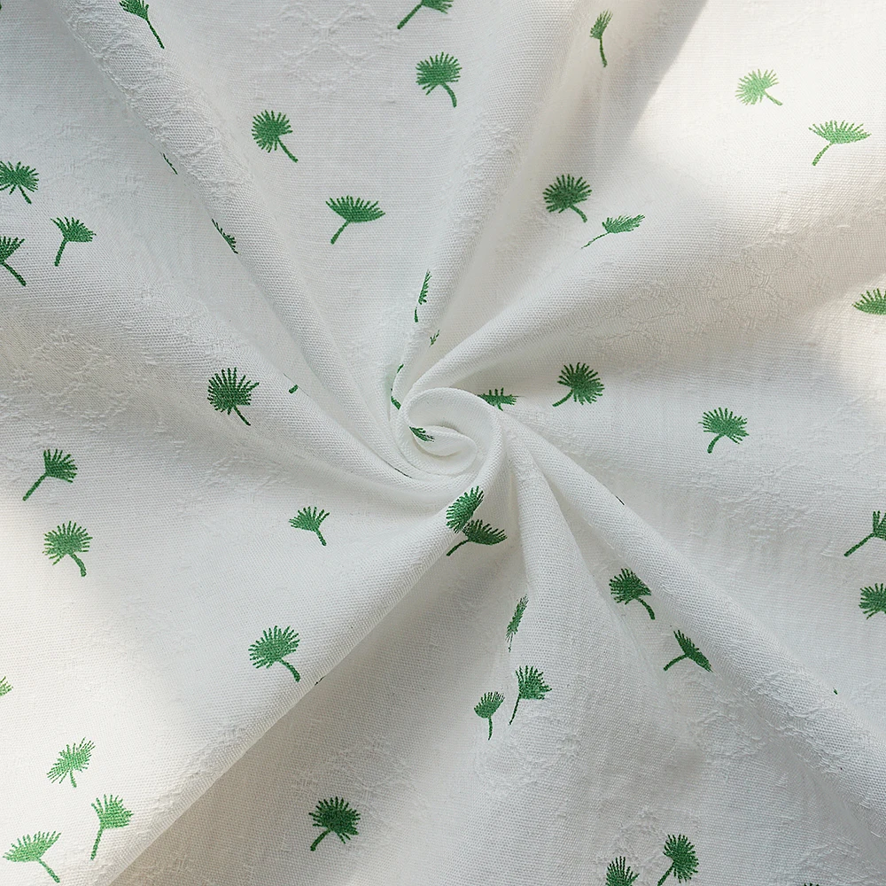40 белый жаккард хлопок ткань маленькие свежие листья печатных платье Хлопок Лен Ткань