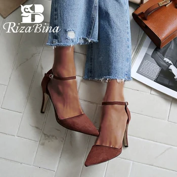 

RIZABINA 2020 Women Sandals Party Wedding Pointed Toe Summer Shoes Woman Office Spring High Heel Sandals Footwear Size 33-41