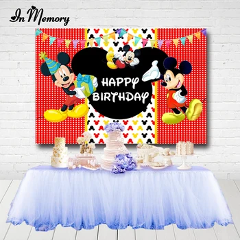 

InMemory Photography Backgrounds Mickey Mouse Red Bunting Twins Boys Birthday Party Baby Shower Backdrops For Photo Studio 7x5ft