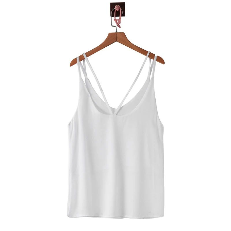 Solid Color Spring Summer Top Women New Outside Wearing Bottom Shirt V Neck Loose Chiffon Camisole Casual Sleeveless Camis
