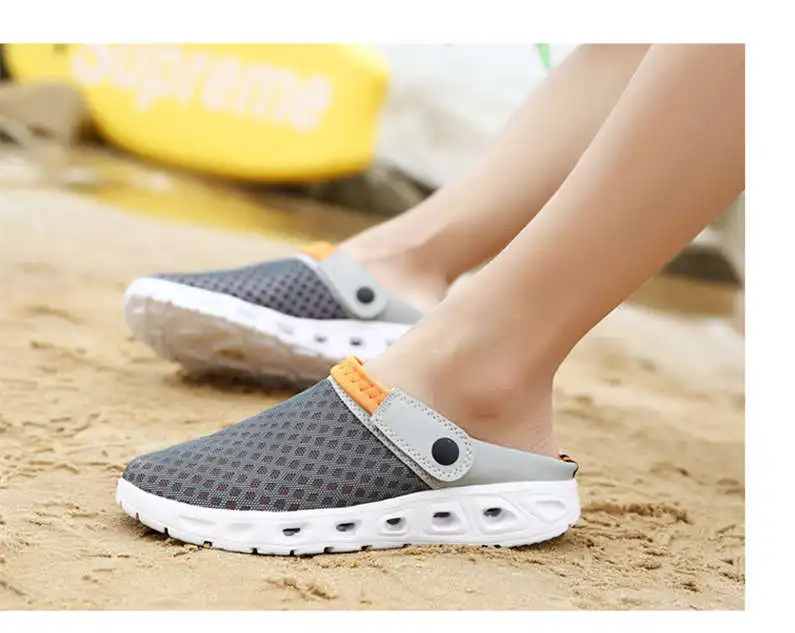Comfort Men Shoes Casual Big Size Men's Home Slippers Fashion Mesh Soft Summer Sandals Crock Fishing Quick-drying Man Slipper B1