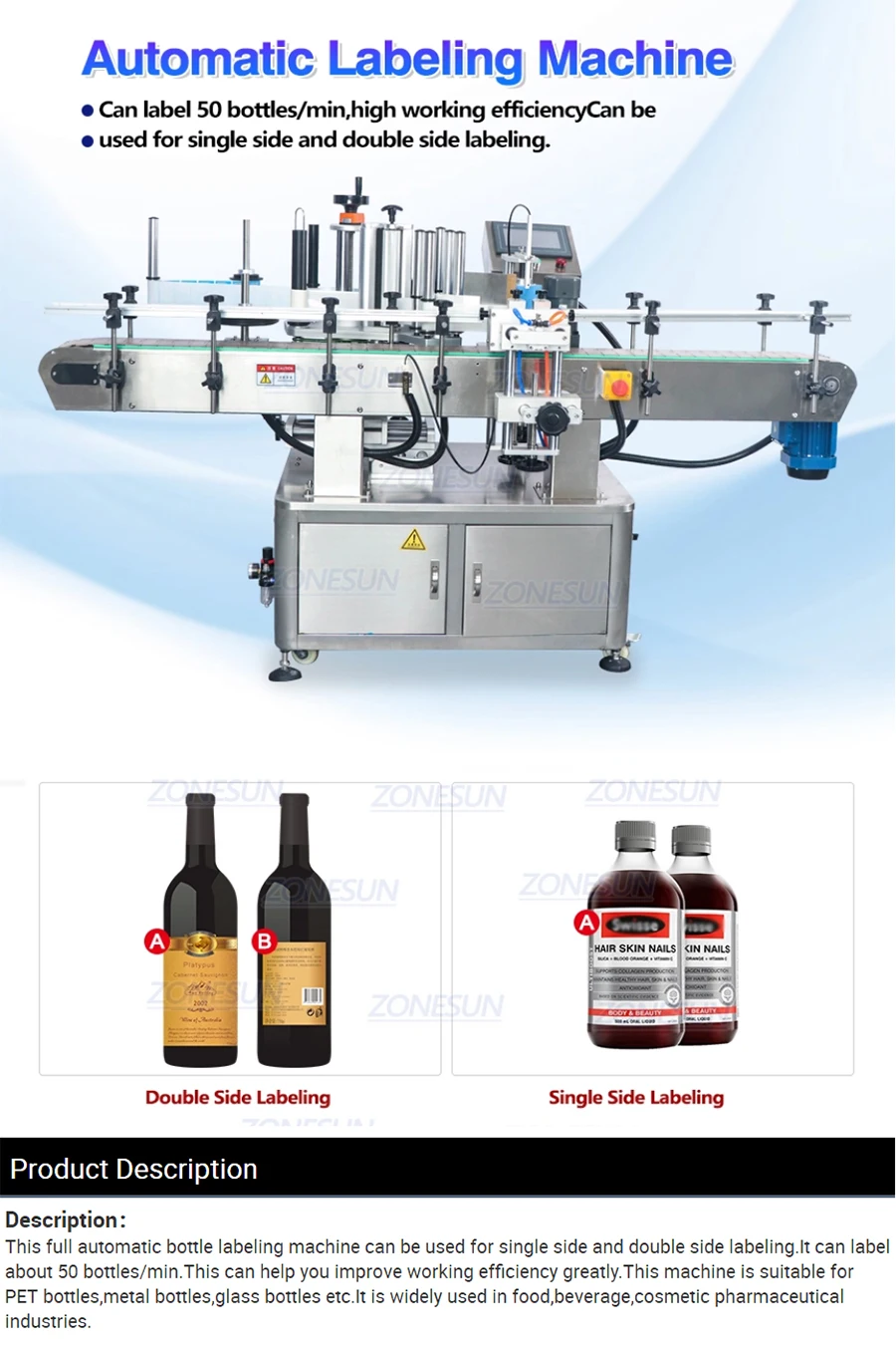 ZONESUN ZS-TB260 Automatic Double Side Round Positioning And Labeling Machine