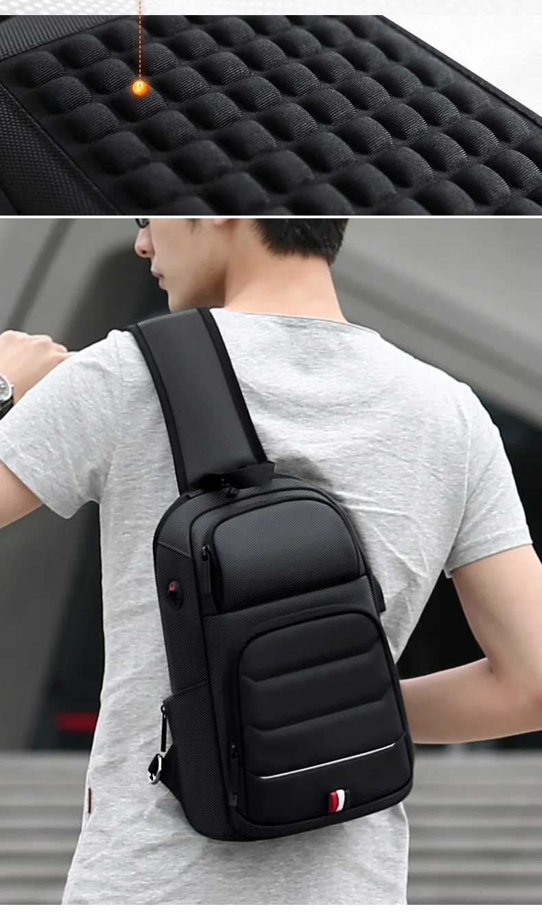 男性の胸バッグ旅行クロスボディバッグファッションショルダーバッグ大容量のusb充電メッセンジャーバッグオックスフォードスポーツスリングバッグ