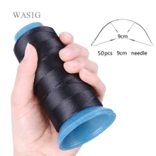 50 шт. 9 см длина C Тип Ткачество иглы изогнутые иглы и 1 рулон катушки ткачество нить для уток волос