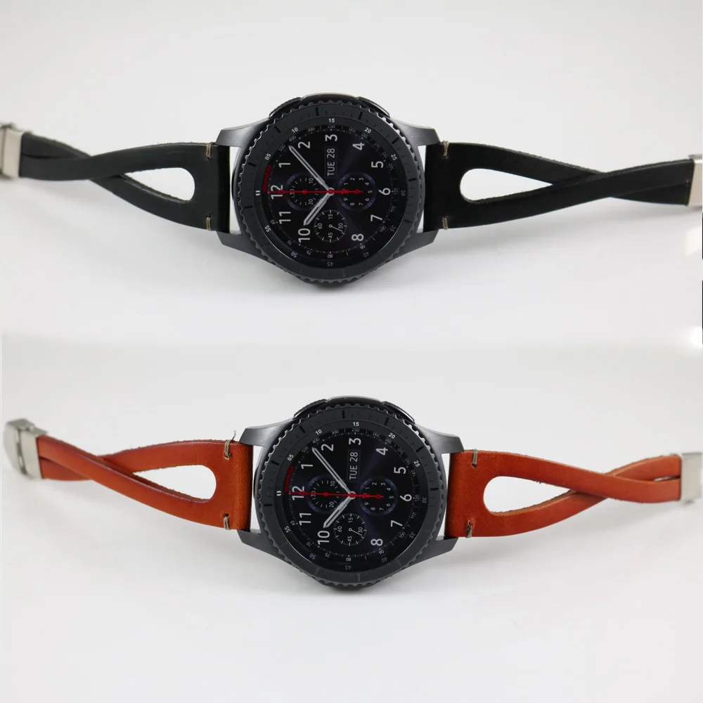 Ремешок из натуральной кожи для samsung gear S3 Frontier Classic Galaxy Watch 46 мм сменный кожаный браслет 22 мм ремешок для часов# B