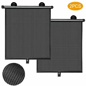 

2*Retractable Car Side Window Baby Sun Shade Shield Cover Roll Curtain Visor