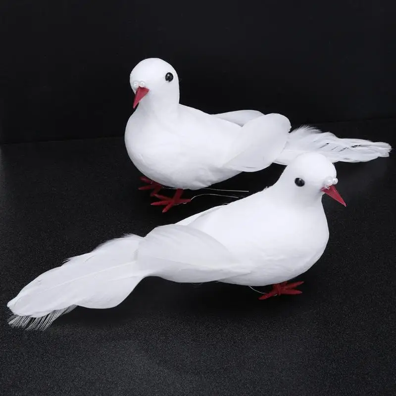 2 шт белые голуби перо искусственная пена Lover Peace Doves птичка для домашнего декора имитация фигурки миниатюры имитация Птицы Модель