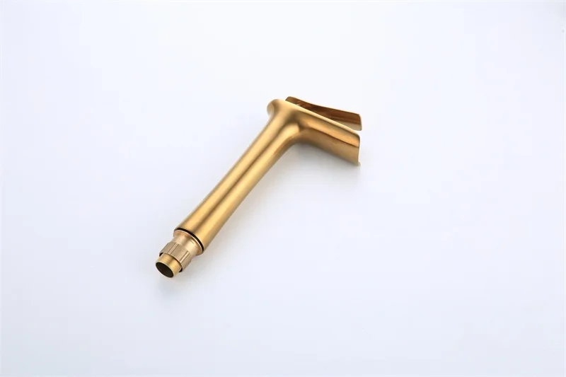 New Style Golden Brushed Waterfall Bathroom Sink Faucet Deck Mounted Single Handle Brass Basin Mixer Tap G1115