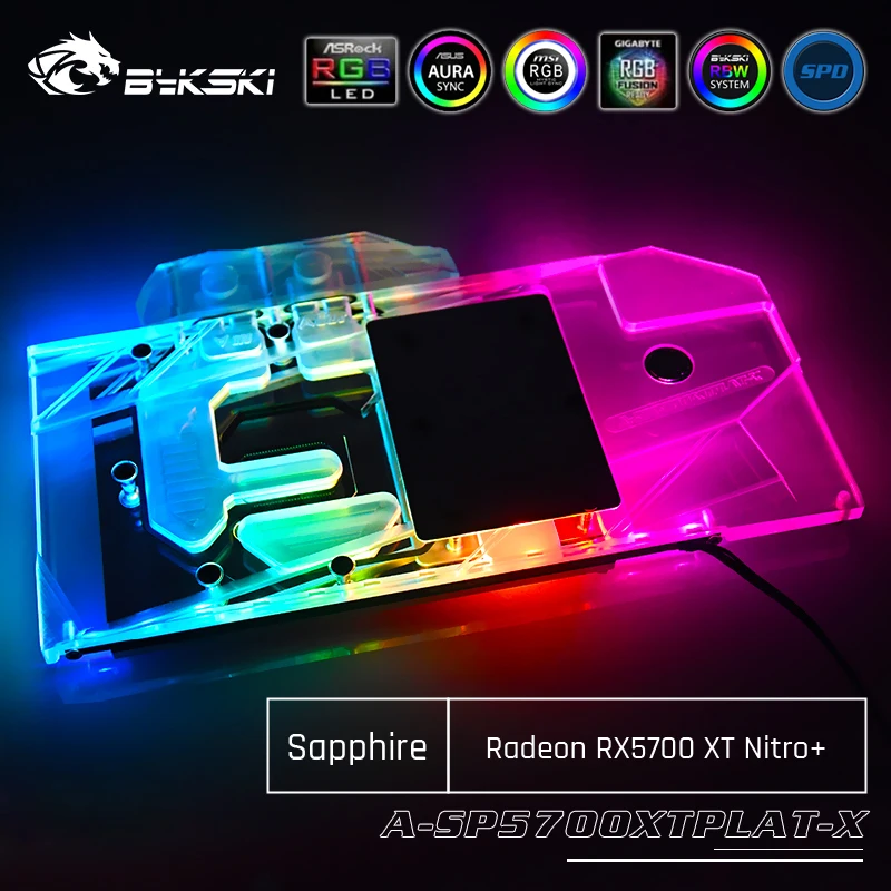 Bykski A-SP5700XTPLAT-X GPU Water Cooling Block For Sapphire Radeon RX 5700 XT Nitro+ Computer Component Heat Dissipation