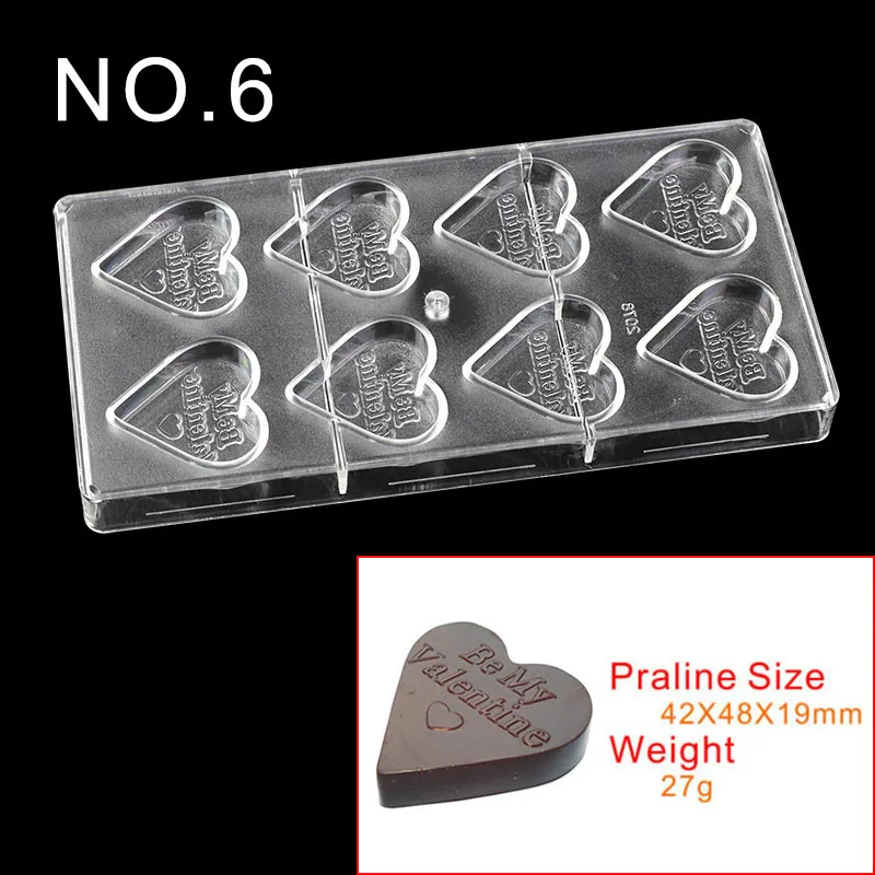 18 стилей формы сердца поликарбонатные формы шоколада, Кондитерские инструменты для украшения торта, формы для выпечки кондитерских конфет - Цвет: NO.6