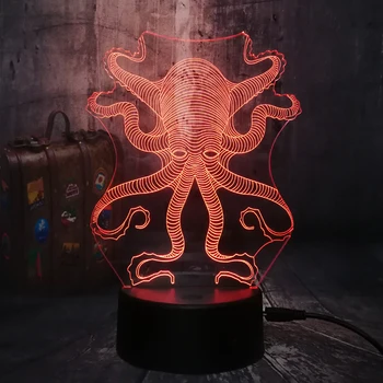 

Novelty Marine Life Octopus Animal 3D LED Night Light Multicolor 7 Color Change Table Lamp USB for Child Christmas Gift Decor