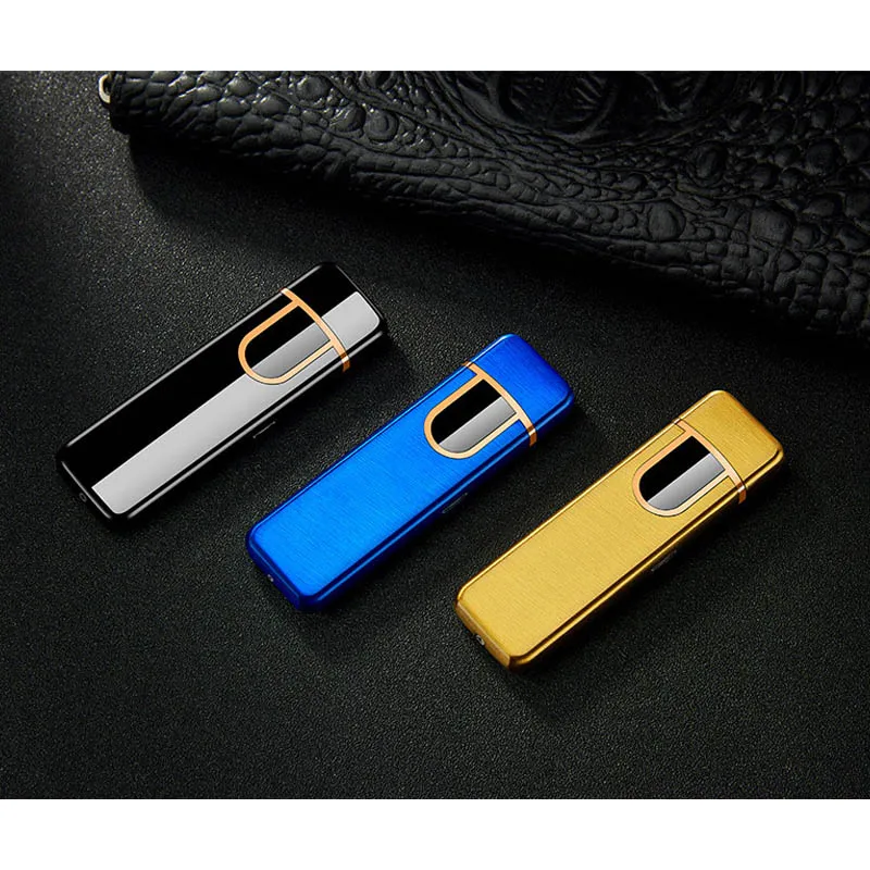 Электронный usb-зажигалка Беспламенное ветрозащитное металлическое Зажигалка светодиодный дисплей электрическая зажигалка для сигарет Электронный usb огонь