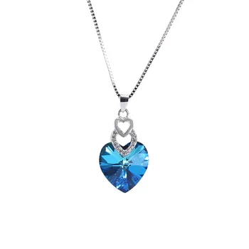 

New High Quality Real S925 Ocean Heart Pendant Fine Jewelry Heart Ocean Necklace Pendants Chain Fashion Accessories Jewel