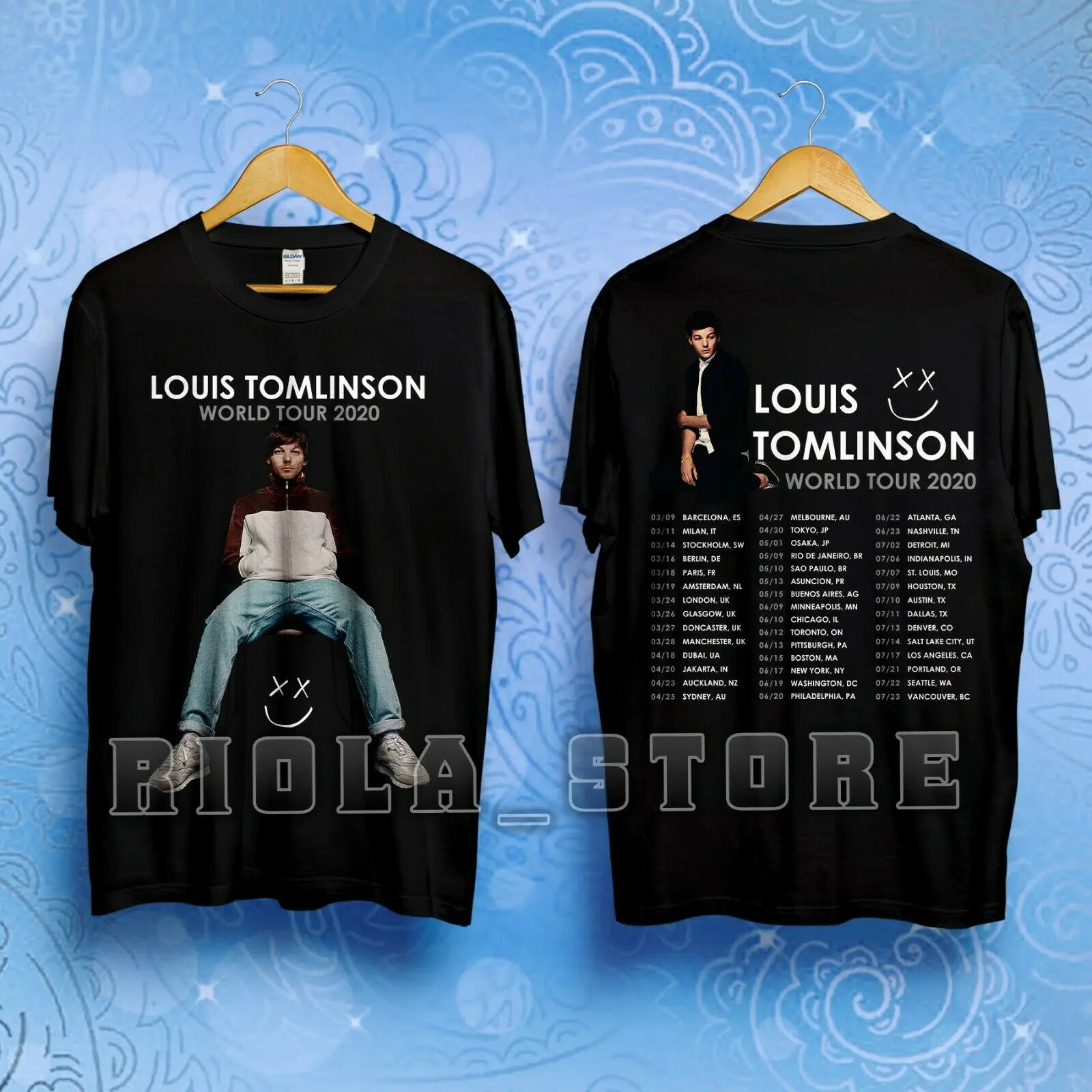 

Louis Tomlinson T-Shirt 'World Tour 2020' With Dates Tee Size S-5Xl