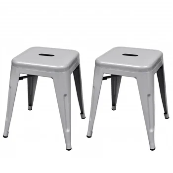 

vidaXL Stacking Stools 2 pcs Grey Metal
