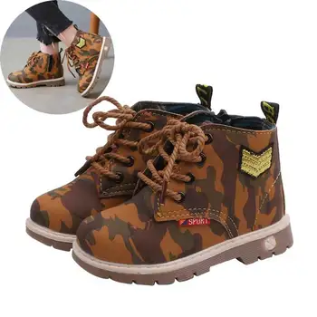 

Boy Leathe Boots Child Autumn Winter 2019 Children's Fashion Camouflage Boot Girls Shoes Baby Kids Ankey Boots 16