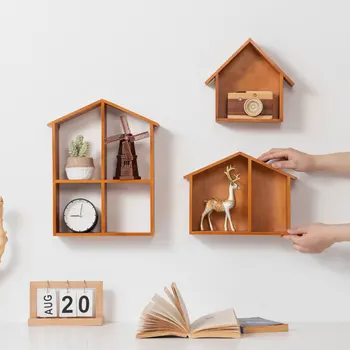 

1Pc Wooden Decorative Rack For Wall-Mounted Storage Rack Retro Ancient Ways Sitting Room Metope Decorates Home Decor