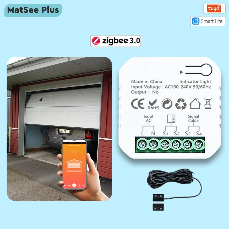 Tuya Smart Life Zigbee Garage Door Opener Controller Timer App Monitor