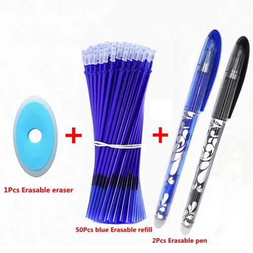 53Pcs/lot 0.38mm Erasable Washable Pen Refill Rod for Handle Blue/Black Ink Gel Pen School Office Writing Supplies Stationery - Цвет: 53Pcs blue set-A