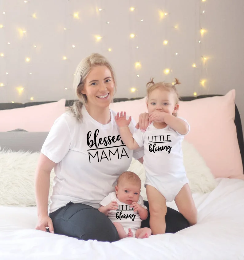 Blessed футболка мама Комплект Mommy and Me одежда для девочки подарок на день матери мамы