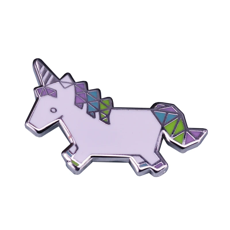 Красивый оригами Единорог брошь милый пастельно Арт Декор на куртки