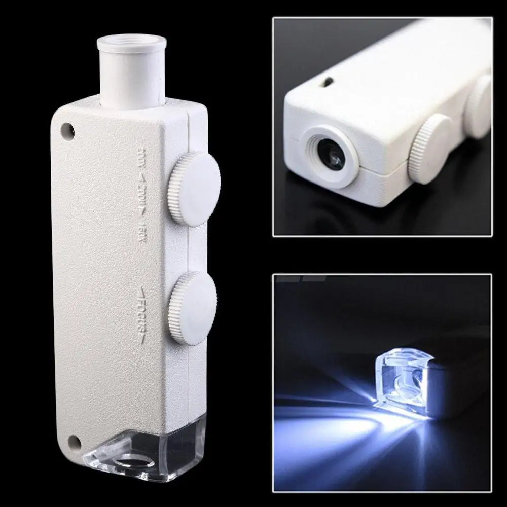 

Mini 160X - 200X Zoom Lighted Microscope Jewelers Loupe Magnifying Glass RJ