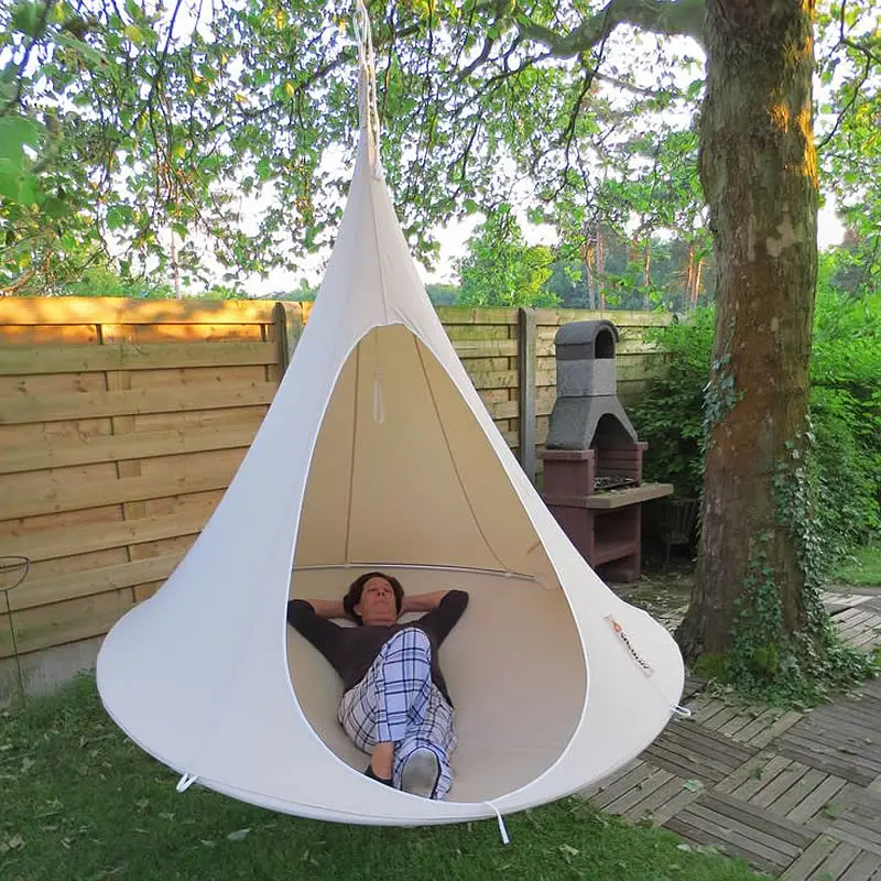 Double Camping Hammock Nylon Tent Hanging Bed Swing Chair Outdoor Garden Yard 