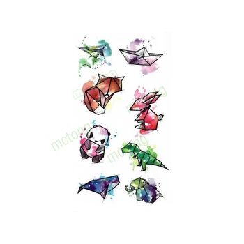 

Waterproof Temporary tatoo stickers color Origami dinosaur panda Tatuajes Hand Tatouage Body flash fakeTattoo Sticker Taty