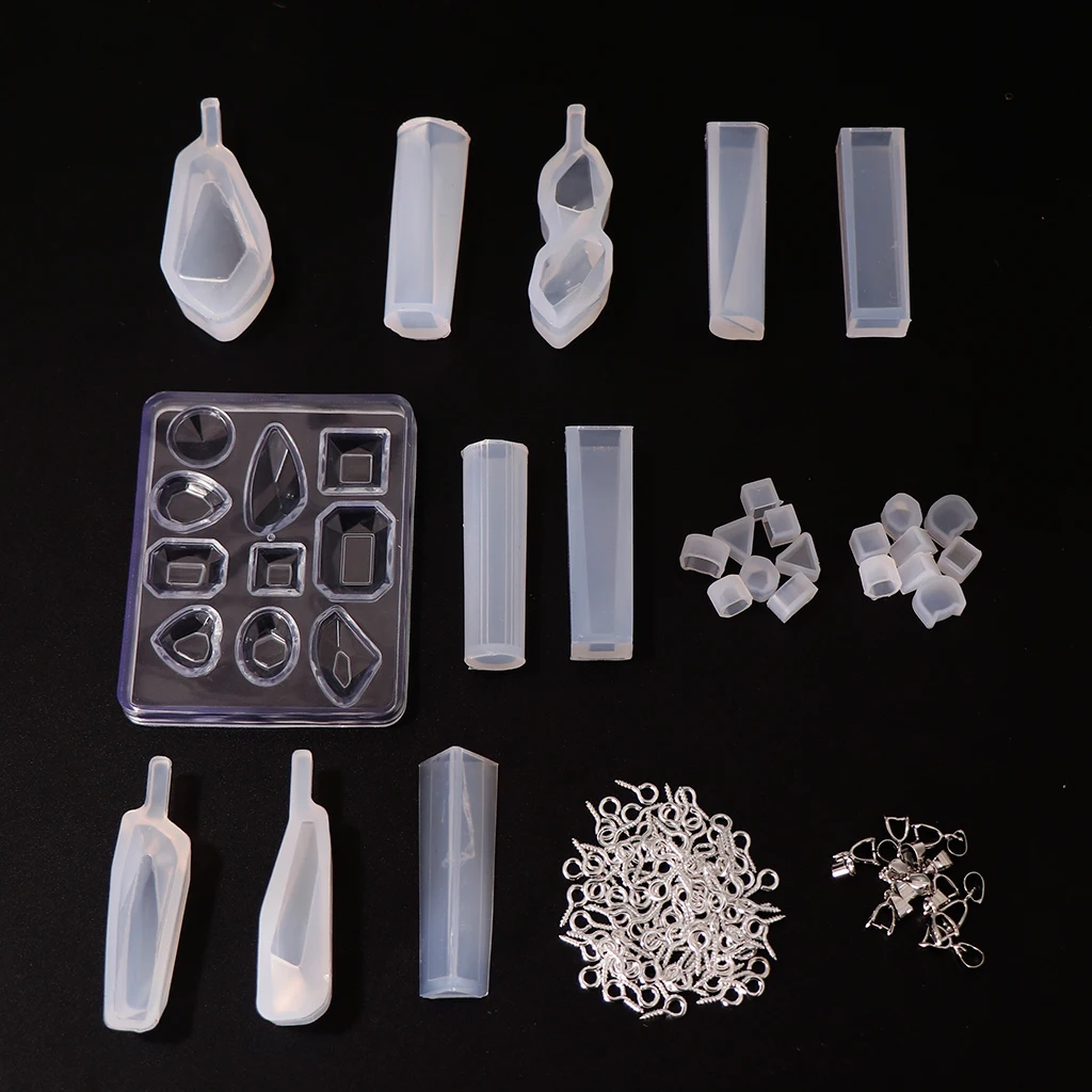 Clear Silicone Mold Set for Making Jewelry Pendant Necklace Earrings DIY Resin Mould