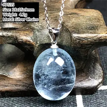 

Natural Ocean Blue Aquamarine Pendant Necklace Jewelry For Woman Lady Man 18x15x9mm Beads Stone Silver Sterling Chains AAAAA