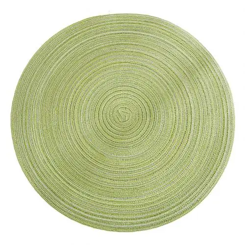 Горячее предложение, лаконичные круглые льняные плетеные подставки под чашки, термоизолированные чаши, тарелка, коврик - Цвет: Green S