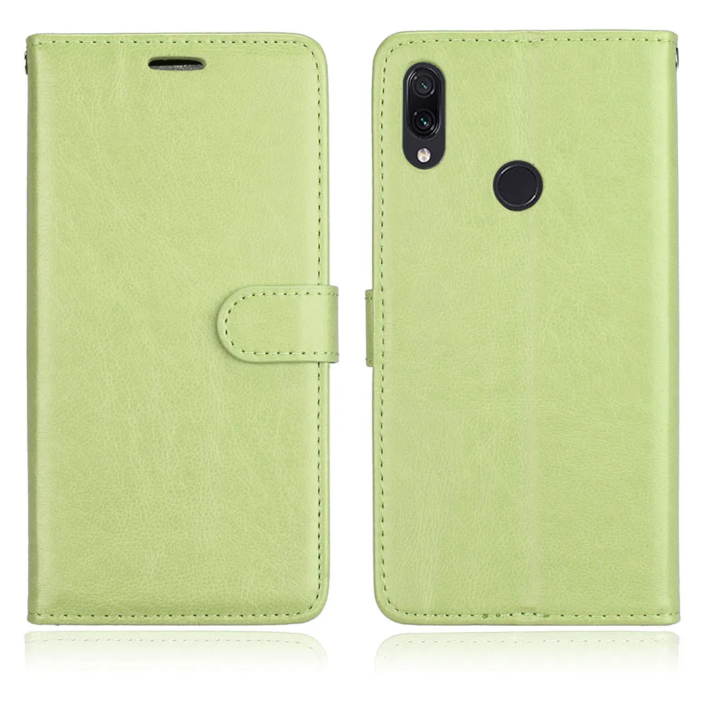 Для Xiaomi Redmi Note 7 Чехол, чистый цвет, из искусственной кожи, складная подставка, держатель для карт, кошелек, чехол для телефона, противоударный чехол с защитой от царапин