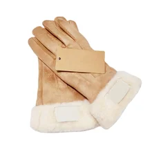 Novo outono e inverno senhoras deerskin veludo luvas quentes mais veludo engrossado ao ar livre à prova de frio luvas