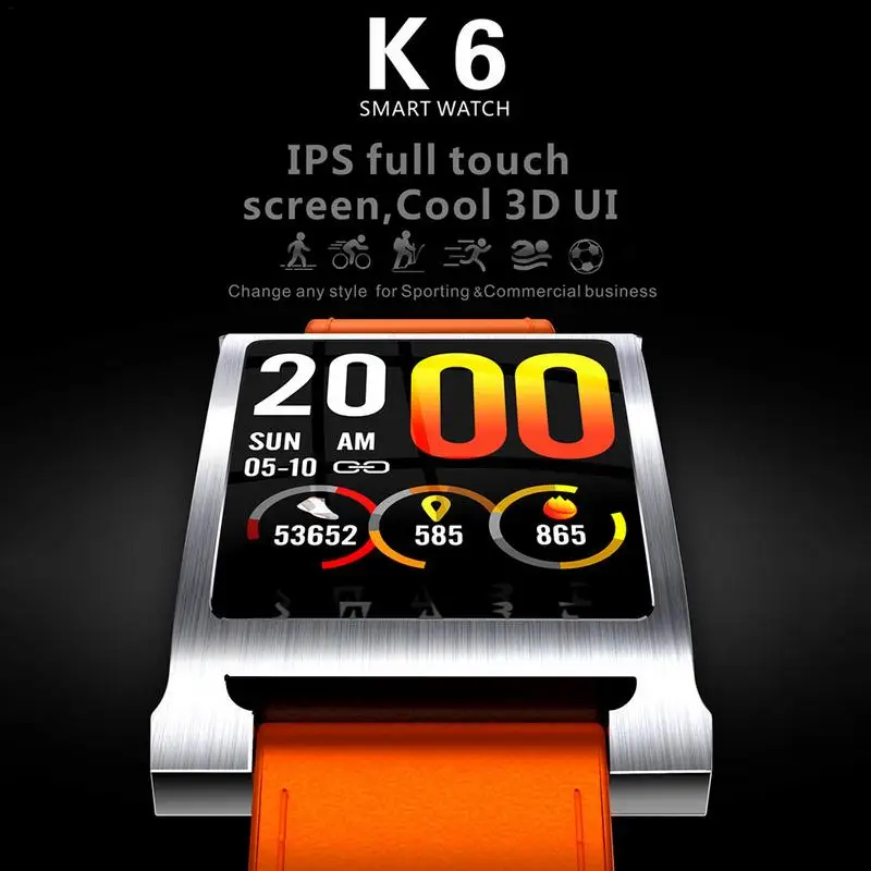 New K6 Smart Bracelet 1.3 Inch Full Screen Touch 3D Colorful UI Sports Meter Step Counting Heart Rate Monitoring Information