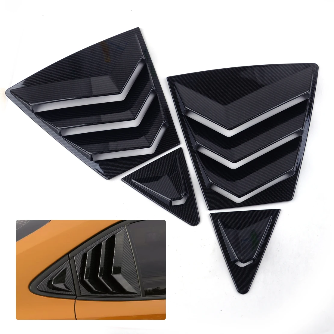 

DWCX 4Pcs Carbon Fiber Black Style ABS Rear Triangular Blinds Panel Cover Trim Mouldings Fit for Toyota Corolla