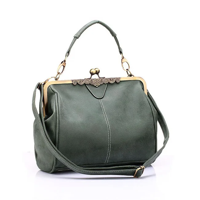 

new retro women messenger bags small shoulder bag high quality PU leather tote bag small clutch handbags(Army Green)
