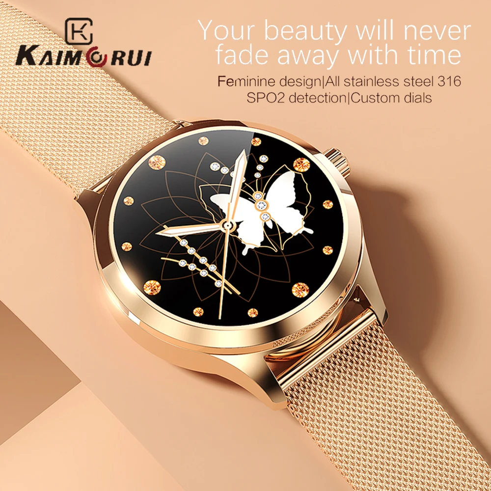 

Kaimorui Smart Watch Women DIY Dials Heart Rate Blood Pressure SPO2 Monitor Whatsapp Reminder Smartwatch 2020 For Lady Girl Gift