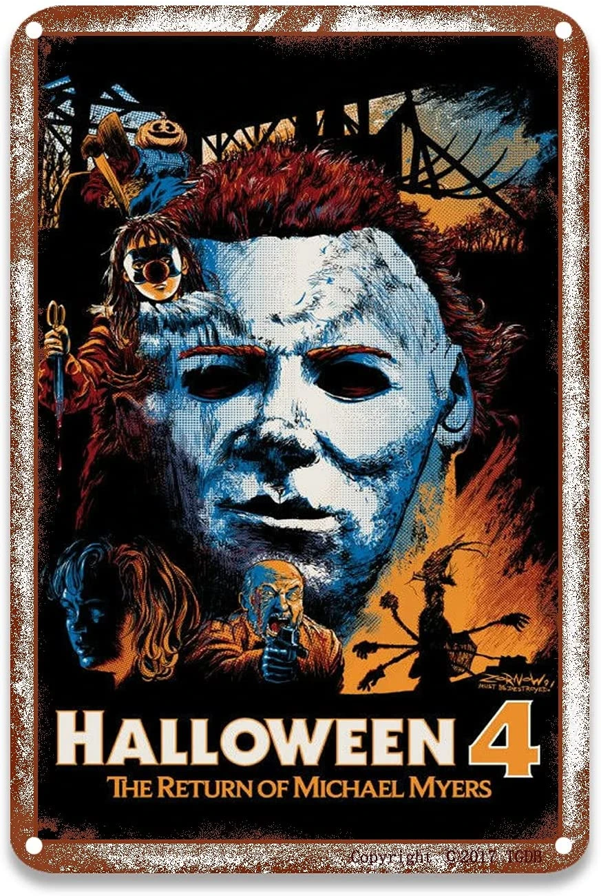 Halloween 4 el regreso de Michael Myers (1988), letreros de estaño, película  de terror para decoración de pared, Bar, inodoro, baño decorativo, 8x12  pulgadas|Placas y señales| - AliExpress