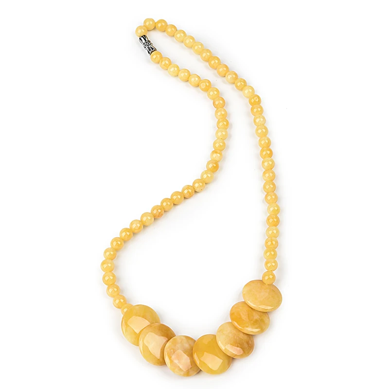 Charming Yellow Chalcedony 6-19mm Round Pendants Necklace Handmade DIY Design Jewelry Women Birthday Gifts 18&quot | Украшения и