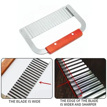 

Handmade Potato Cutting Knife with Wood Handle Chips Use Waves Knife Cutter Wooden Crinkle Cutter Fancy Fries Knife Tools