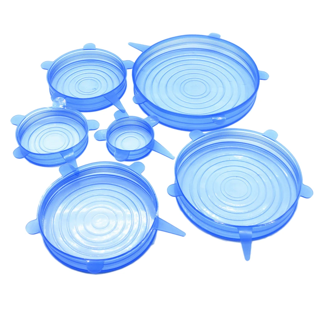 Blue Силиконовые обертывания уплотнения чаши крышки сохранение продуктов питания хранения стрейч крышки набор - Цвет: Blue